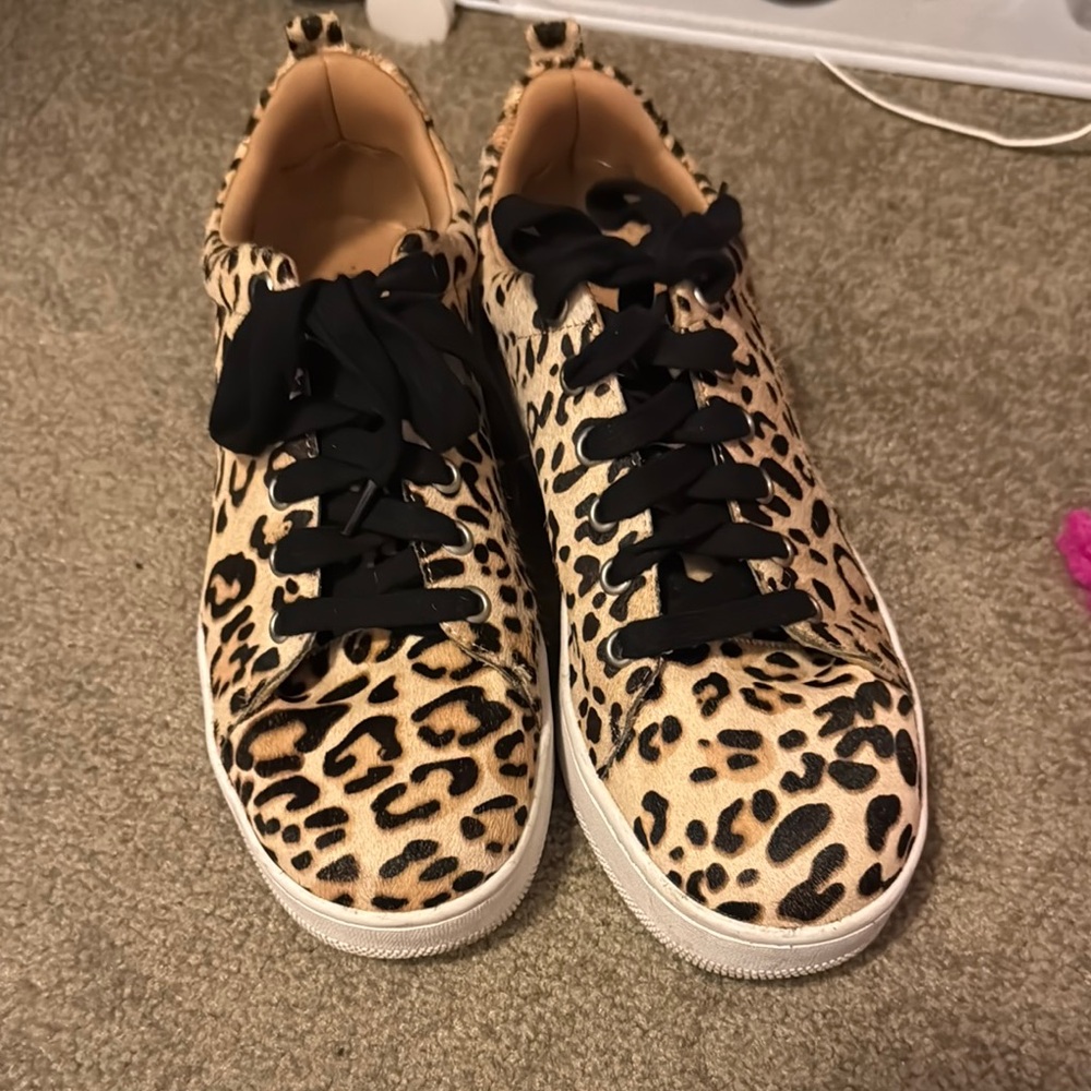 Halogen Leopard Print Sneakers with Black Laces